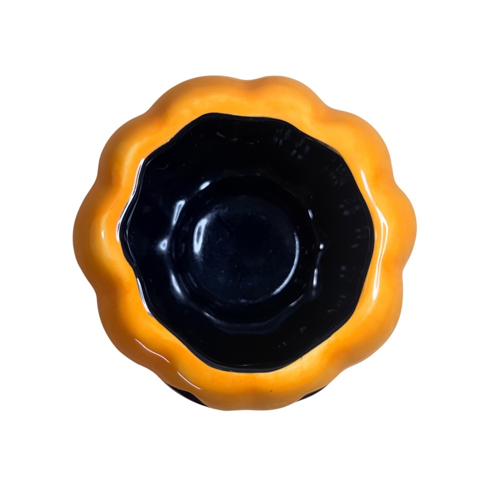 Ceramic Jack-O-Lantern Pumpkin Bowl Orange Purple Black Halloween Decor Small - Picture 2 of 7